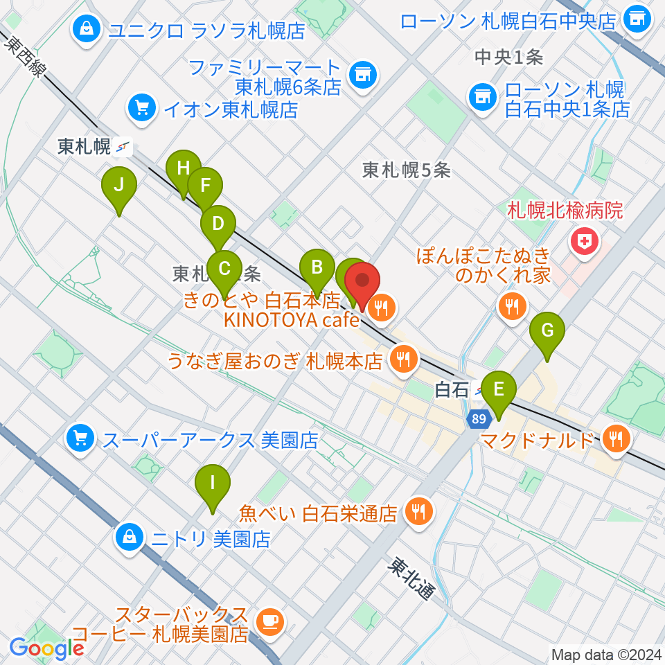 middle C周辺のカフェ一覧地図