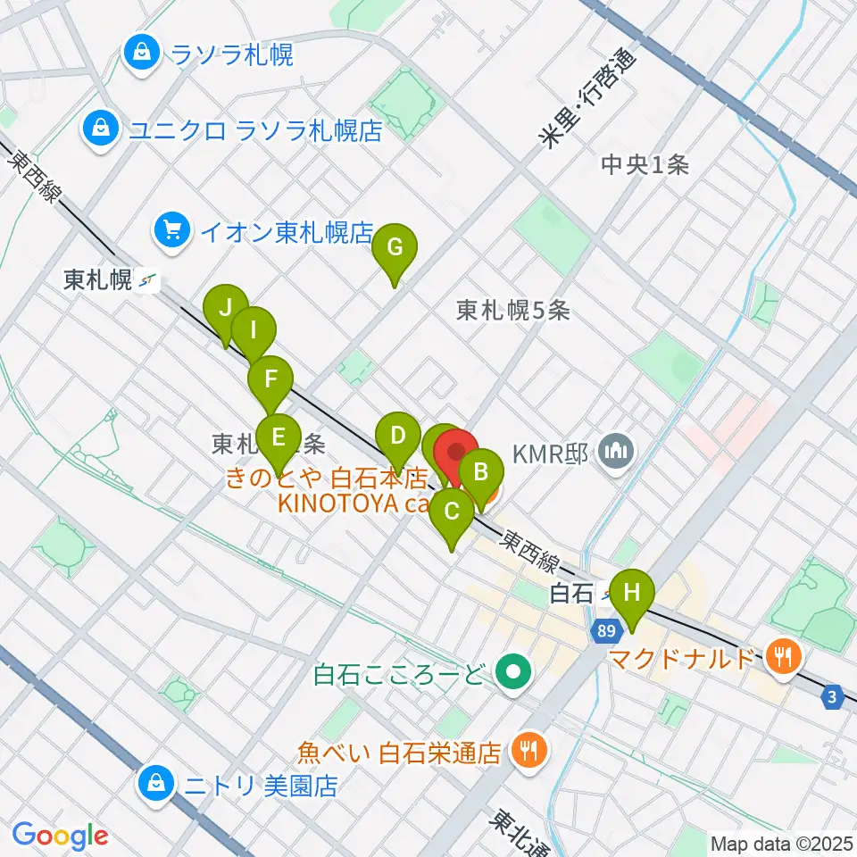 middle C周辺のカフェ一覧地図