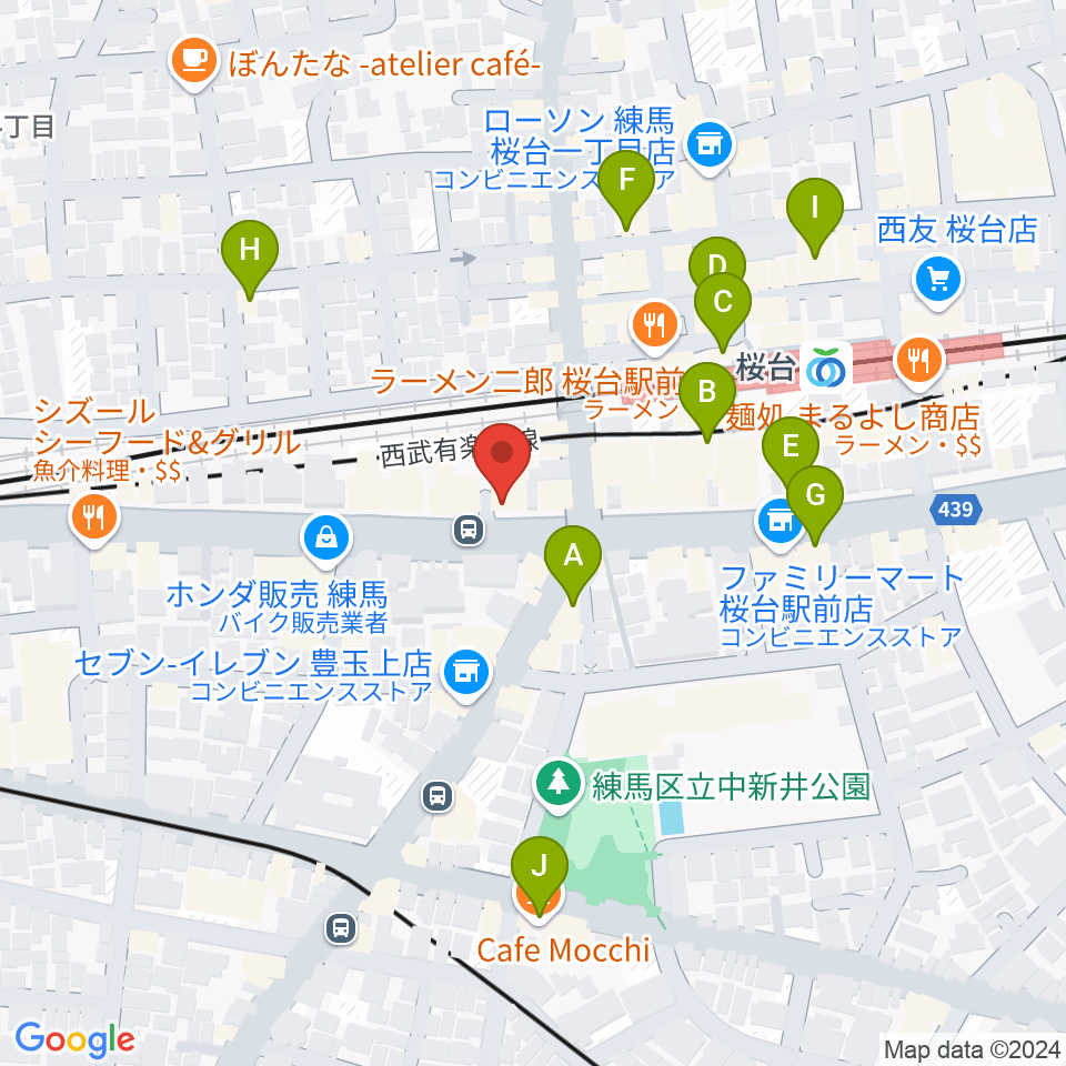 東音楽器本店周辺のカフェ一覧地図