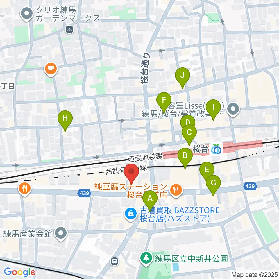 東音楽器本店周辺のカフェ一覧地図