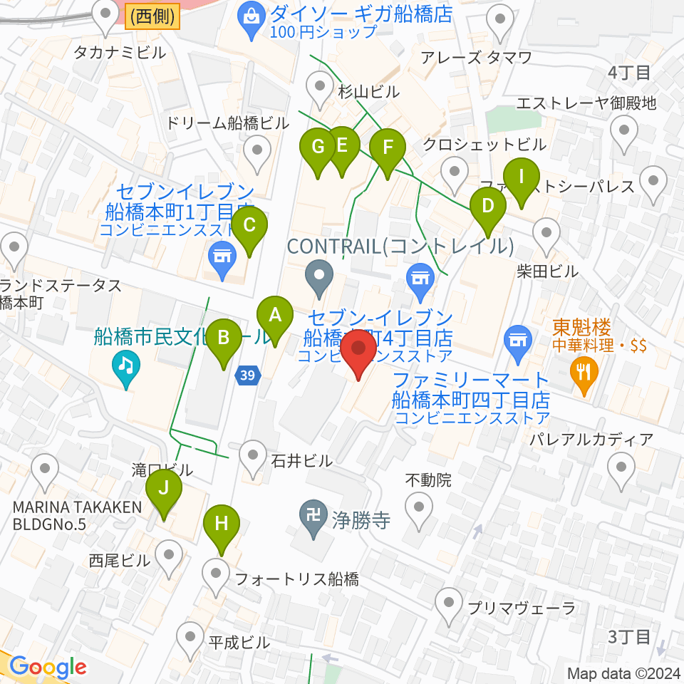 スタジオパックス船橋店周辺のカフェ一覧地図