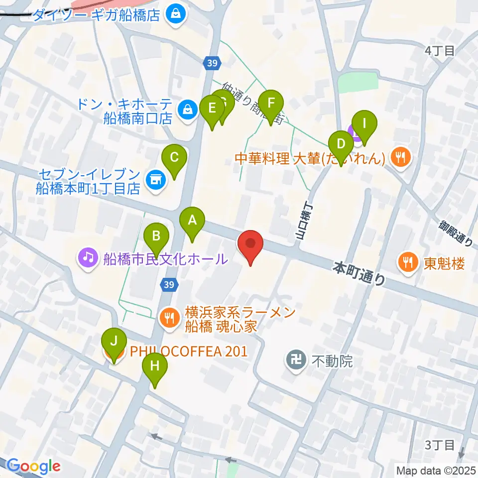 スタジオパックス船橋店周辺のカフェ一覧地図