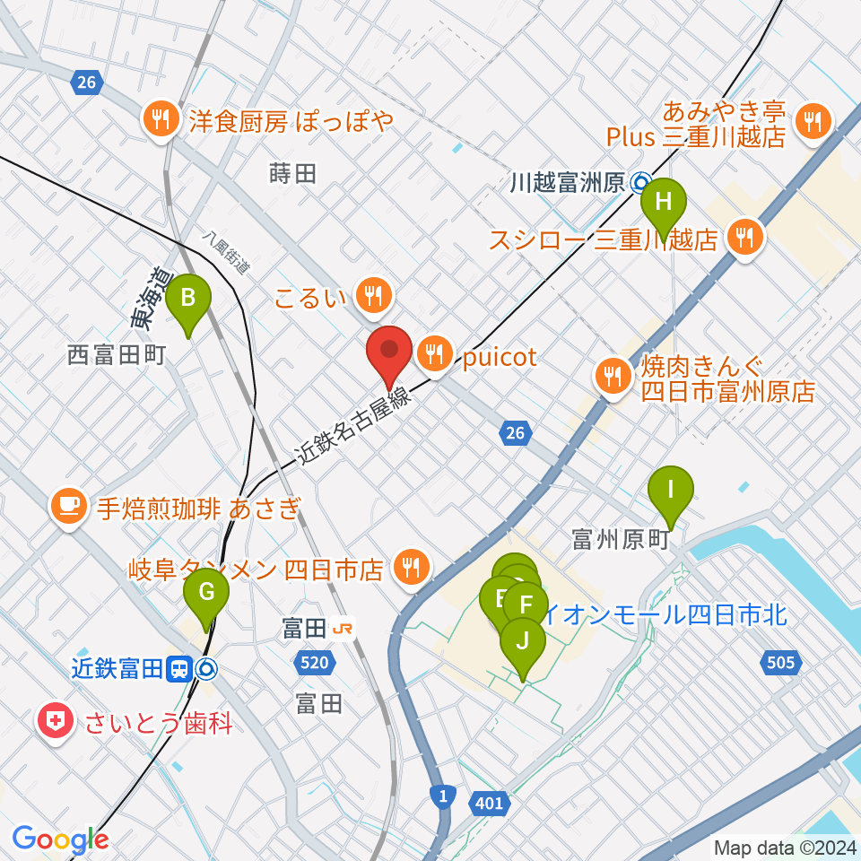 ホーリーハウス周辺のカフェ一覧地図