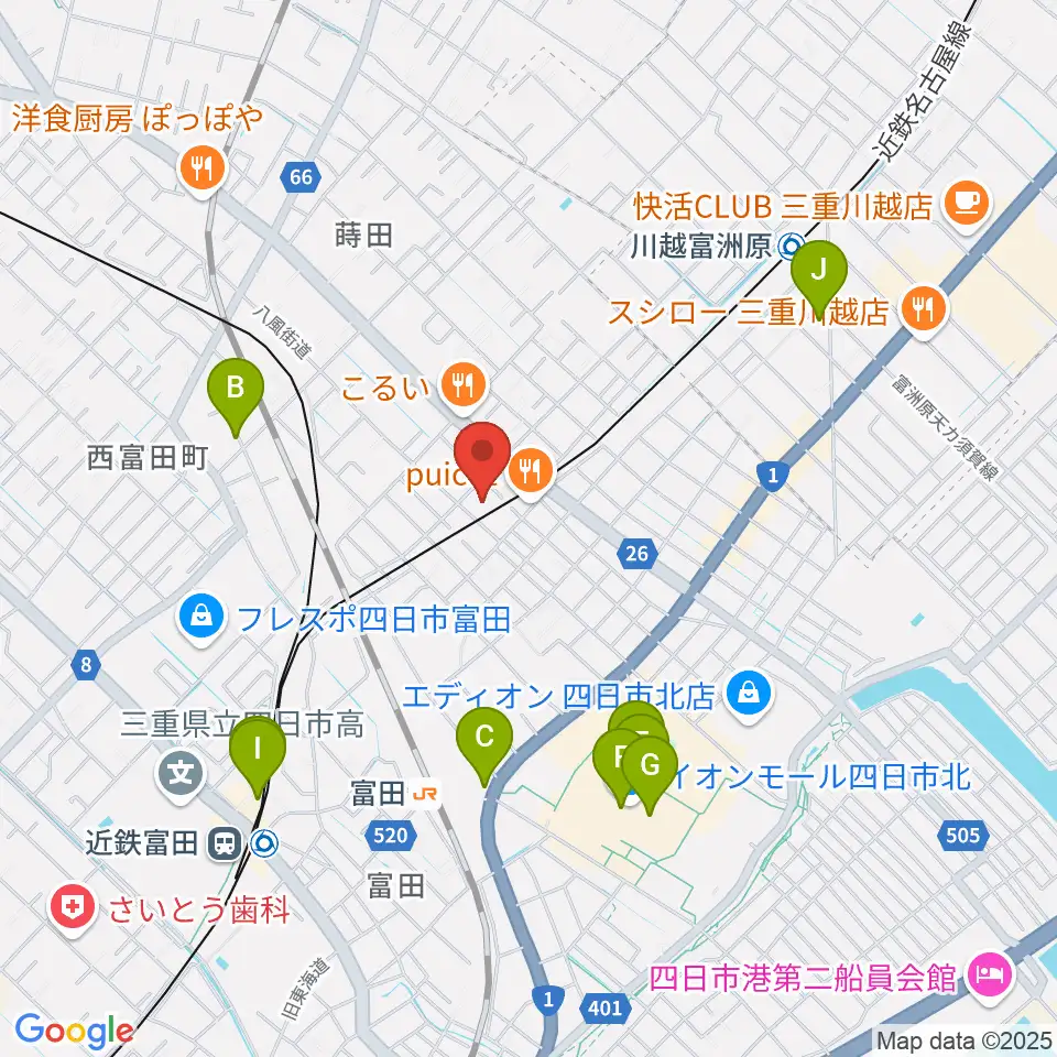 ホーリーハウス周辺のカフェ一覧地図