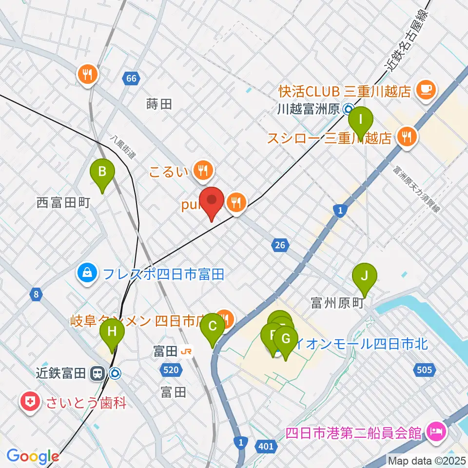 ホーリーハウス周辺のカフェ一覧地図