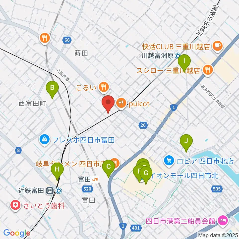 ホーリーハウス周辺のカフェ一覧地図