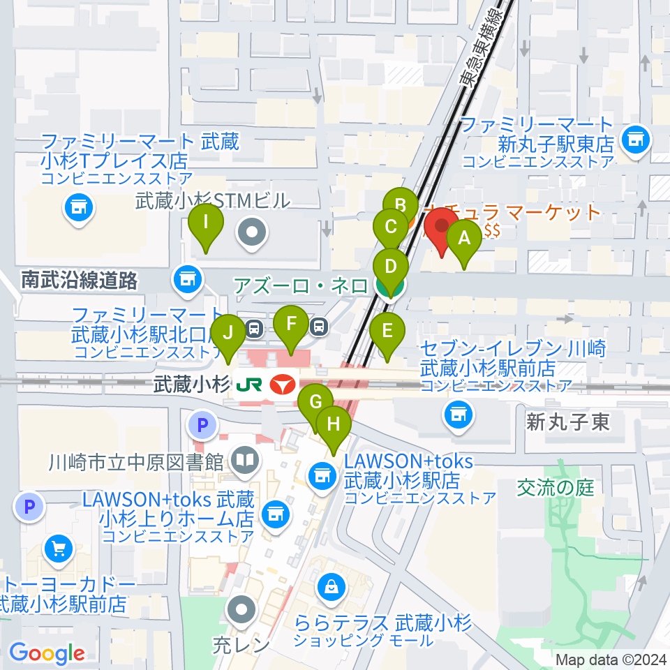 スタジオアイシャ周辺のカフェ一覧地図