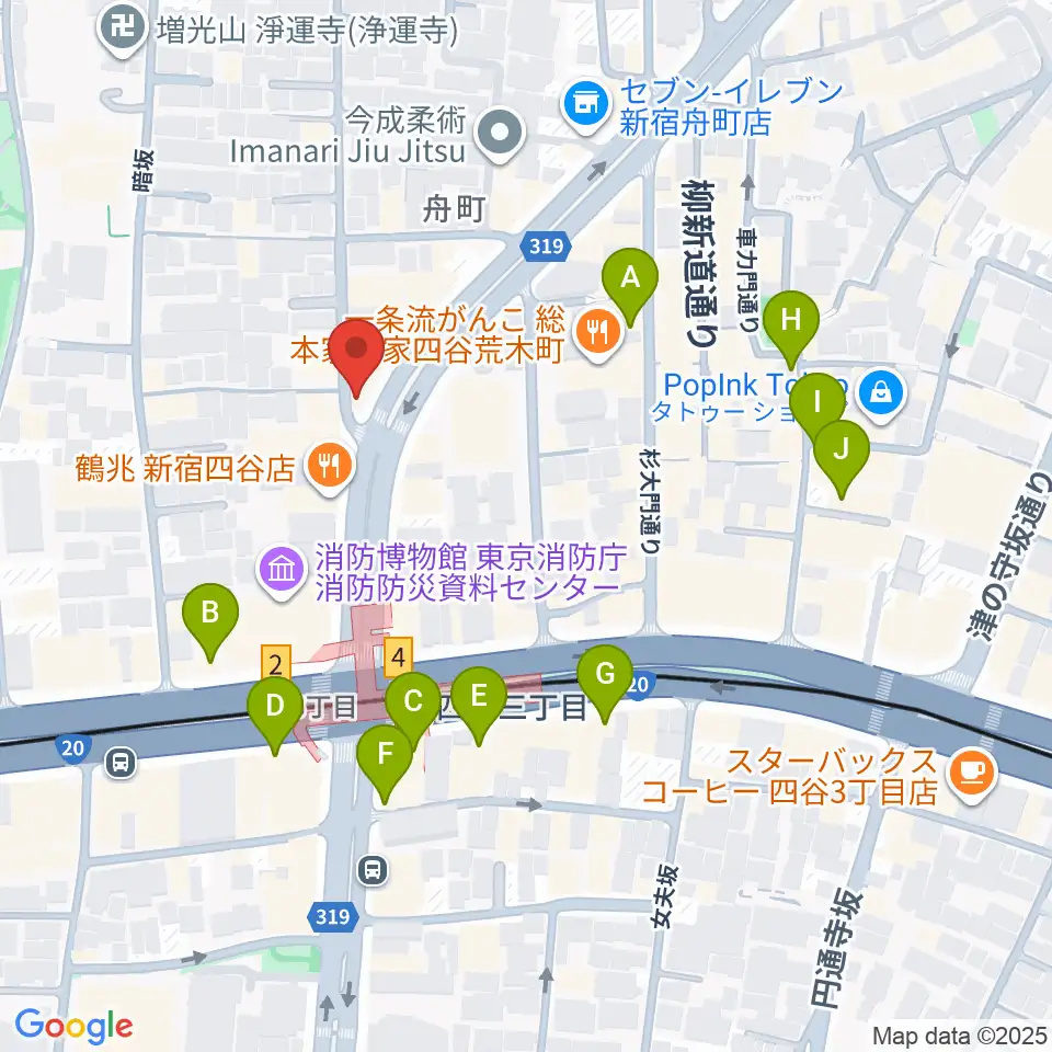 四谷ウナ・カンツォーネ周辺のカフェ一覧地図