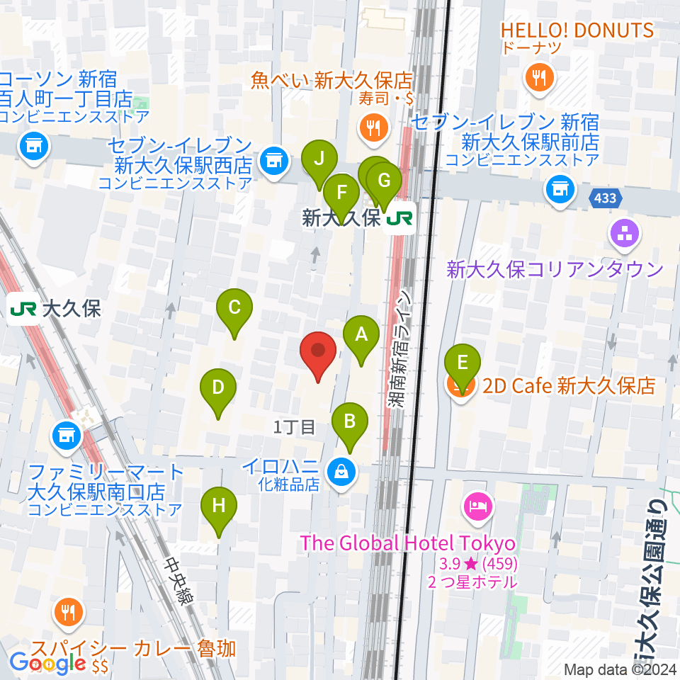 新宿ブロードバンドスタジオ/Pulse Studio周辺のカフェ一覧地図