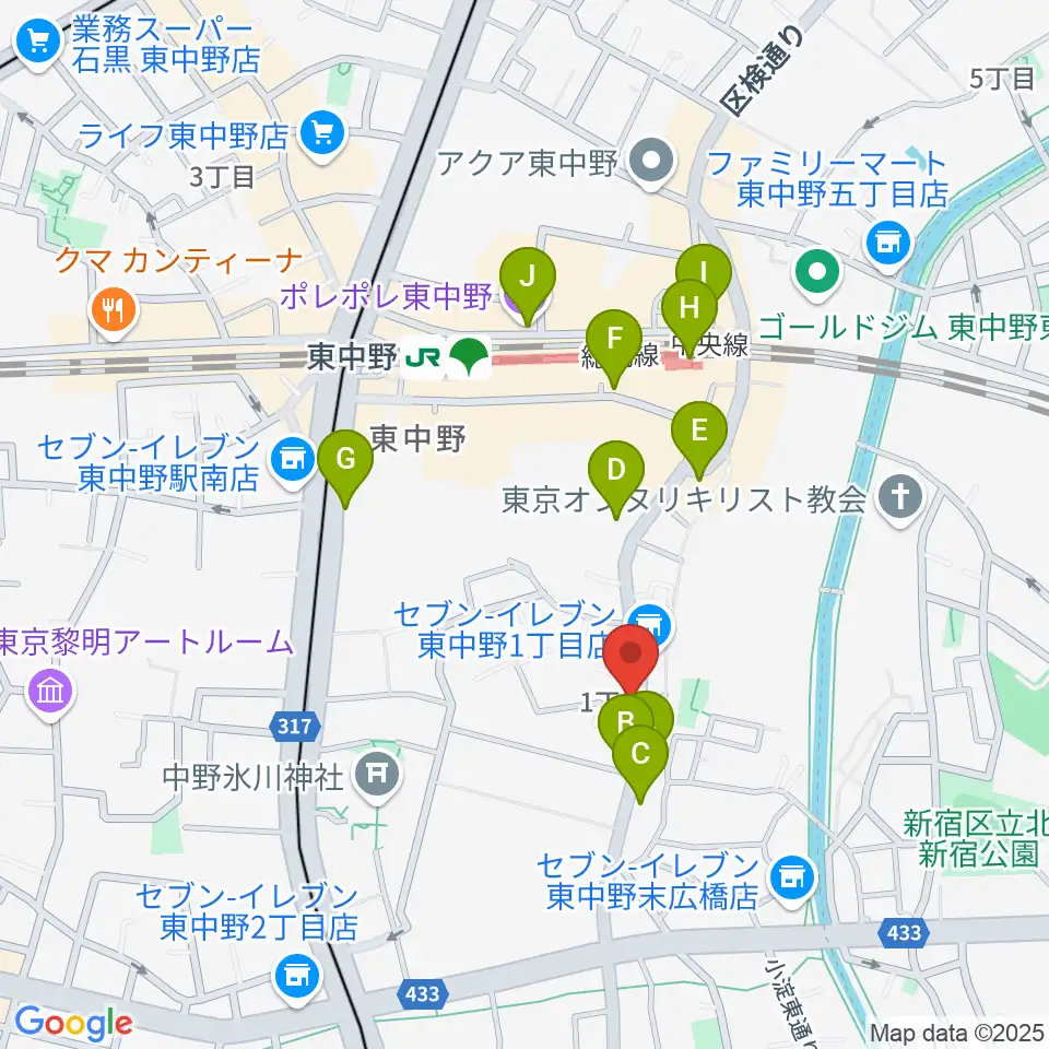 LD&K 東中野スタジオ周辺のカフェ一覧地図