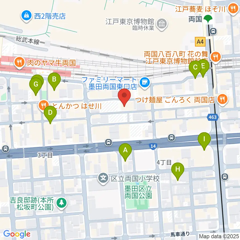 両国SUNRIZE周辺のカフェ一覧地図