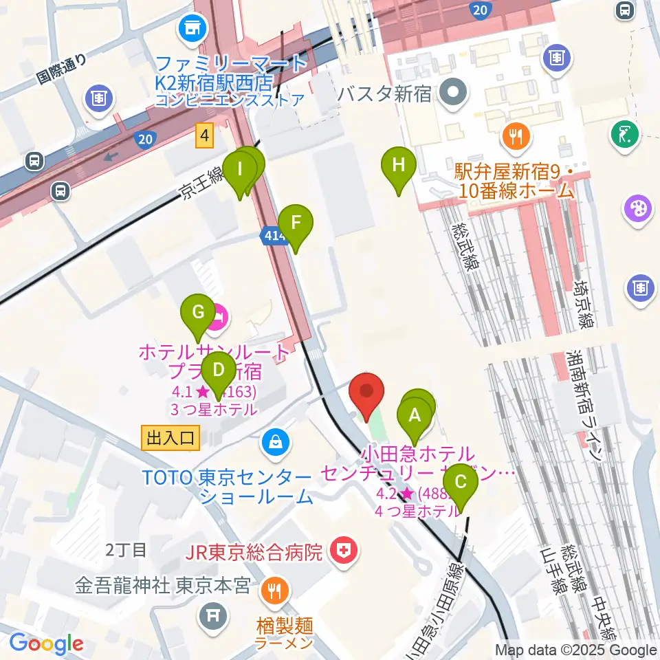 T.G.P.ドラムスクール新宿校周辺のカフェ一覧地図