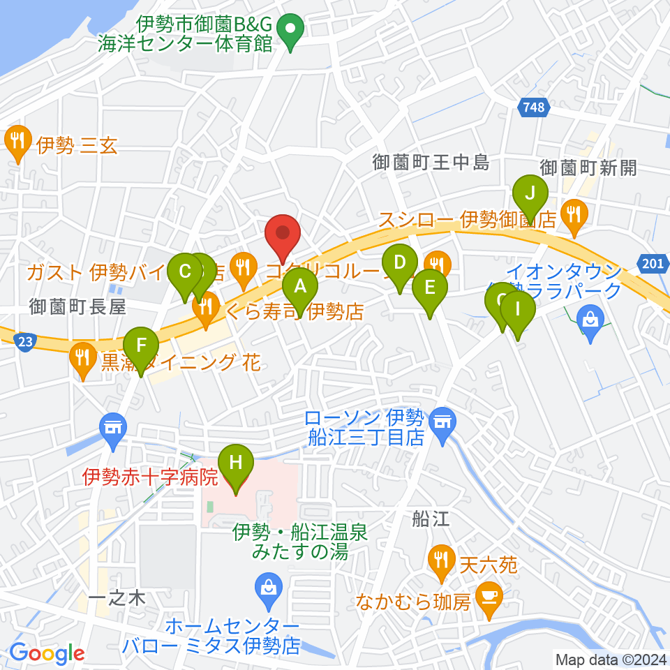 村井楽器伊勢店周辺のカフェ一覧地図