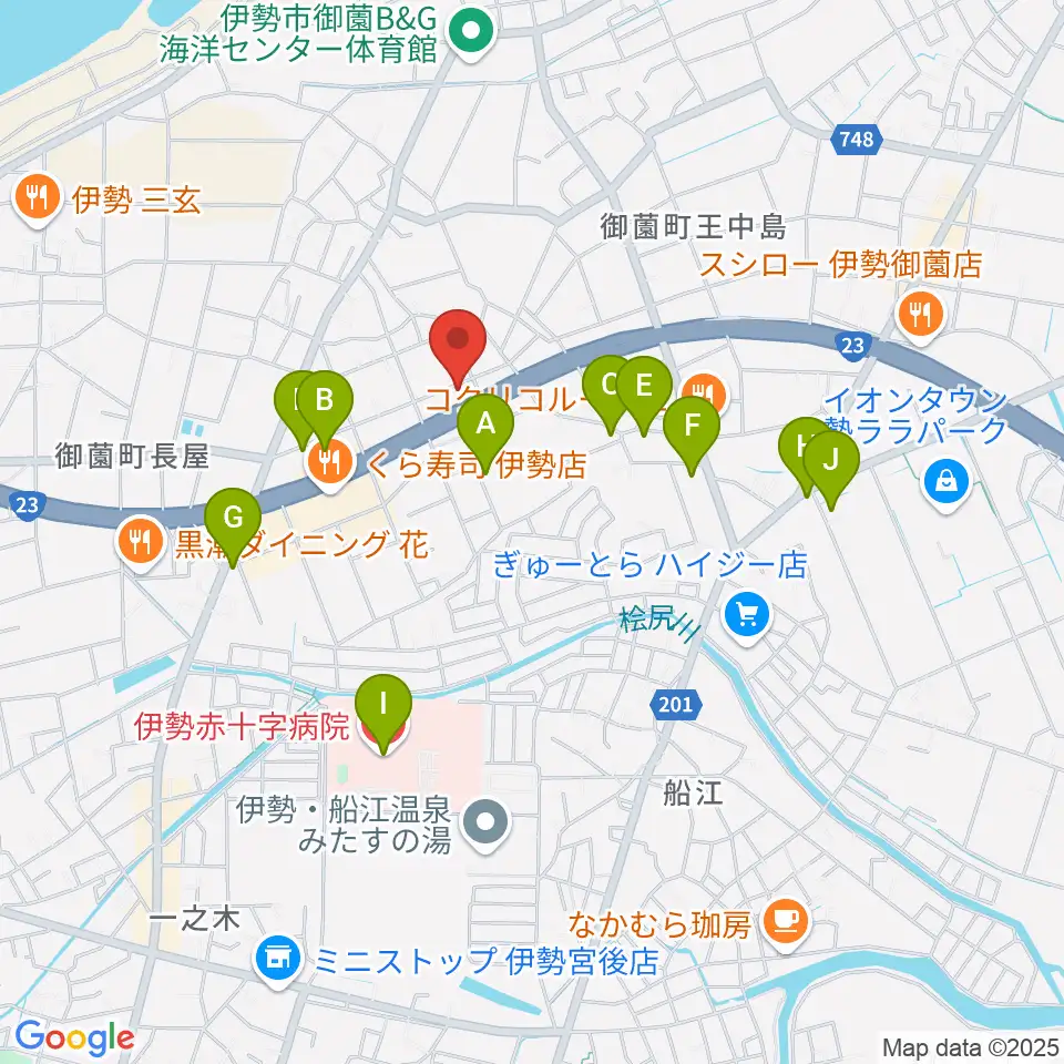 村井楽器伊勢店周辺のカフェ一覧地図