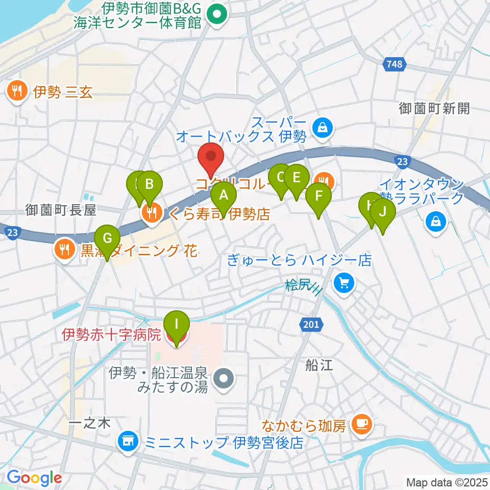 村井楽器伊勢店周辺のカフェ一覧地図