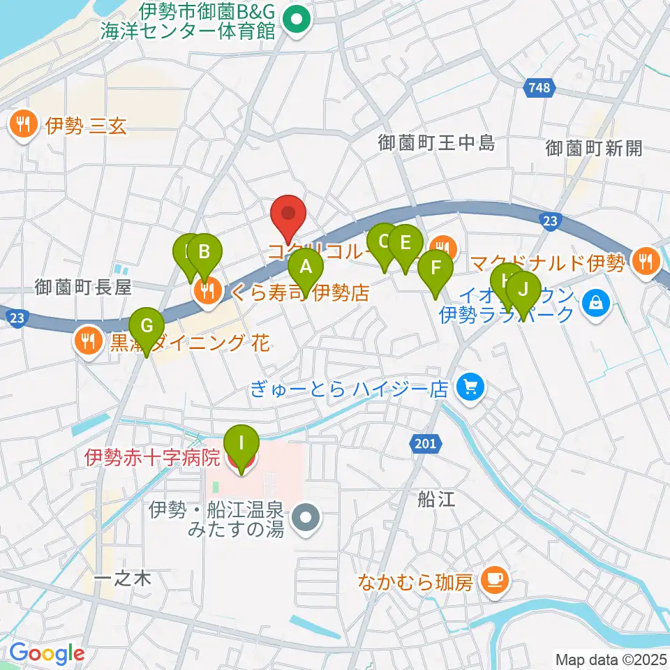 村井楽器伊勢店周辺のカフェ一覧地図