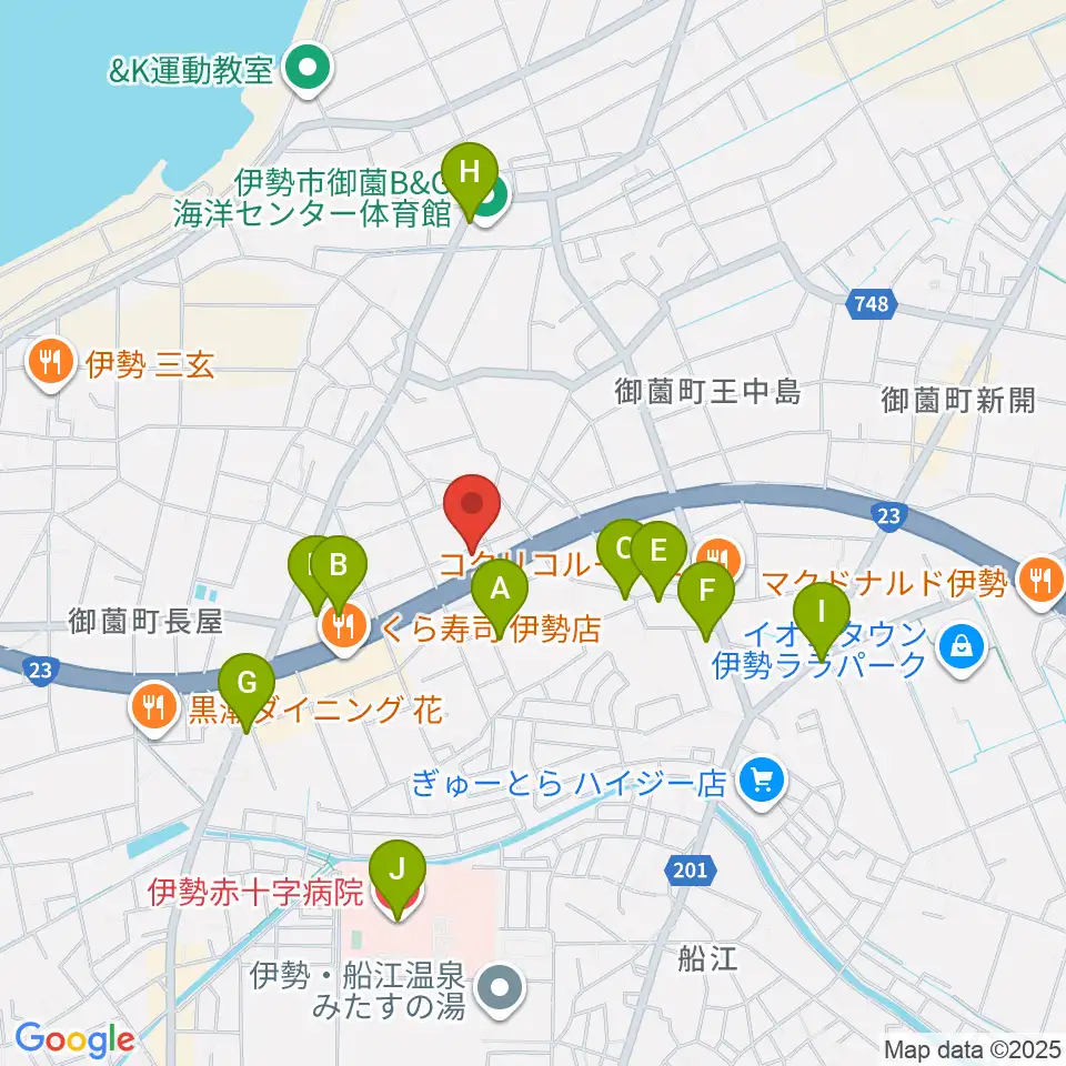 村井楽器伊勢店周辺のカフェ一覧地図