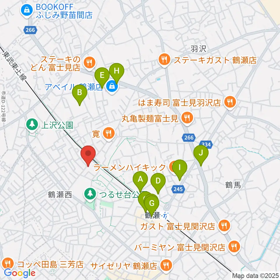 埼玉音楽院周辺のカフェ一覧地図