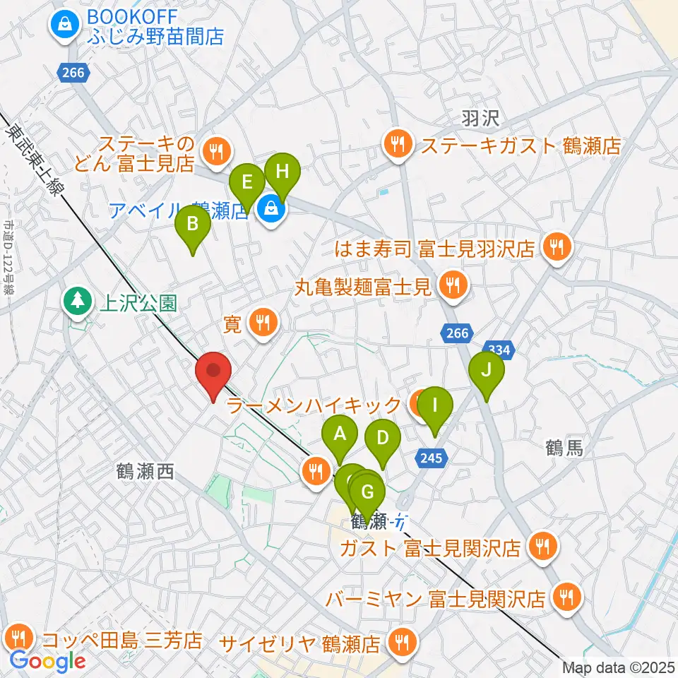 埼玉音楽院周辺のカフェ一覧地図
