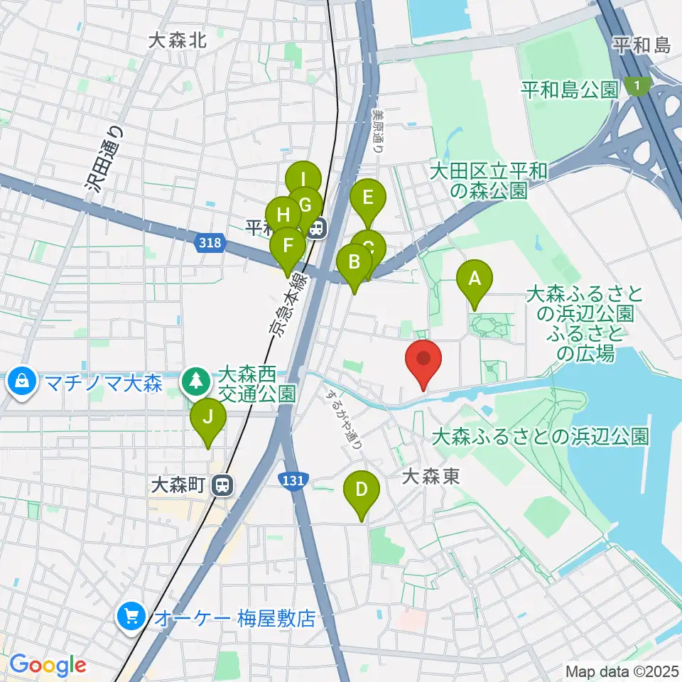 サウンドパーク周辺のカフェ一覧地図