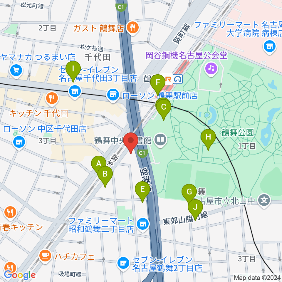 カノンミュージックスクール周辺のカフェ一覧地図