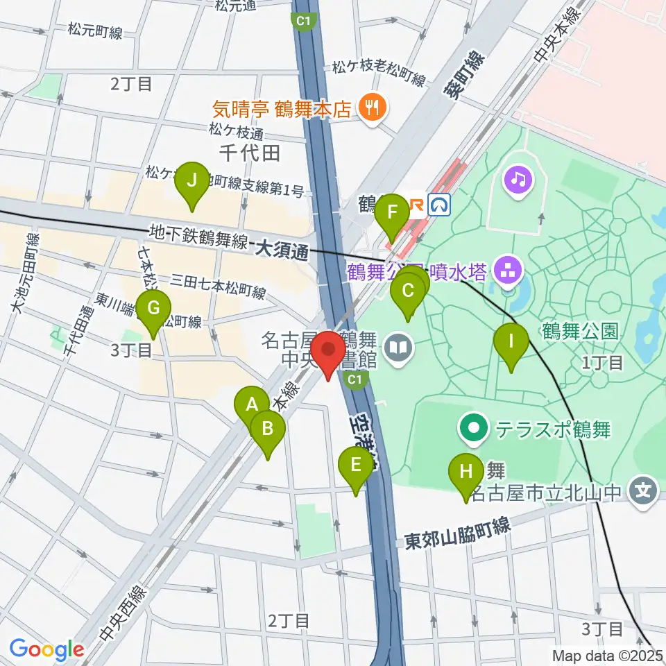 カノンミュージックスクール周辺のカフェ一覧地図