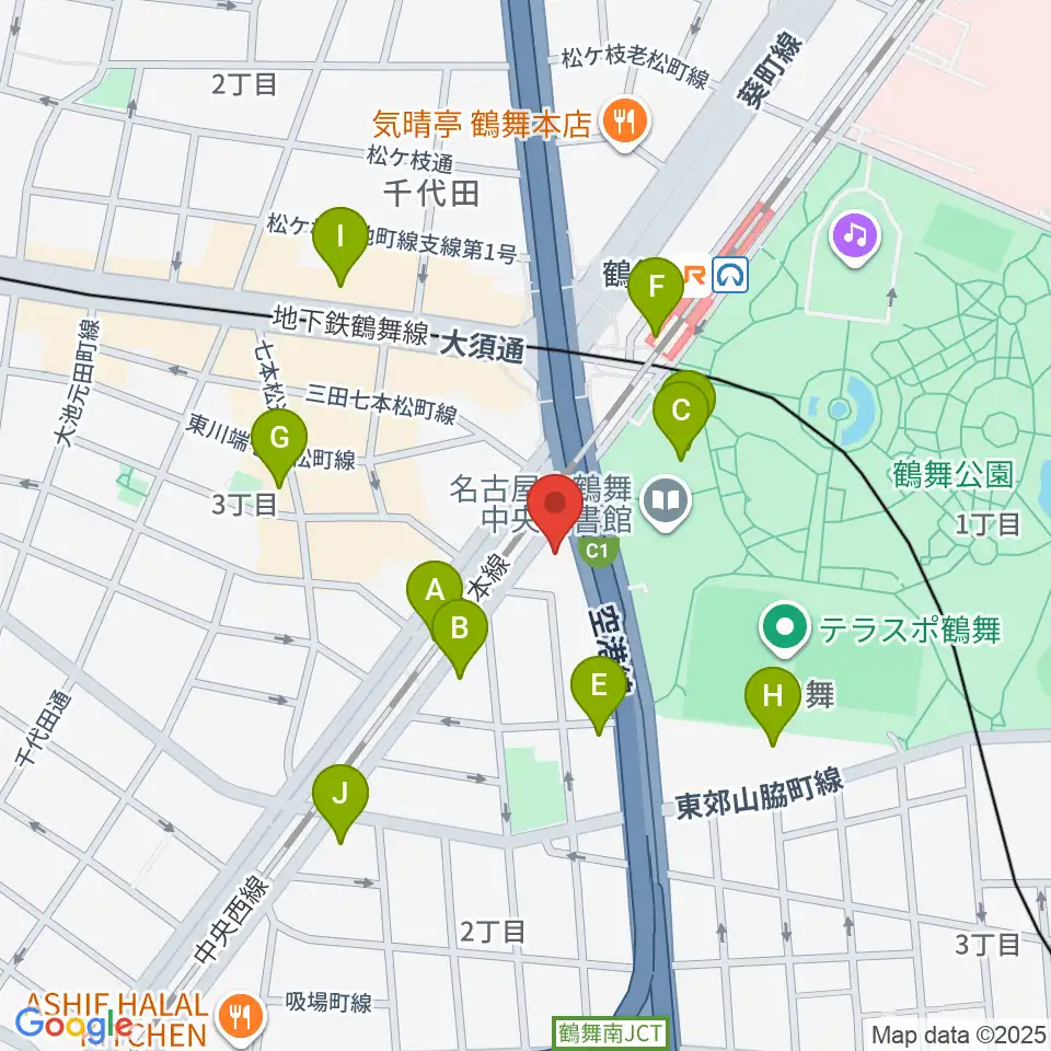 カノンミュージックスクール周辺のカフェ一覧地図