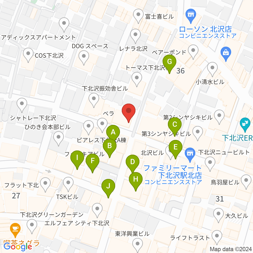 Rinky Dink Studio下北沢2nd周辺のカフェ一覧地図