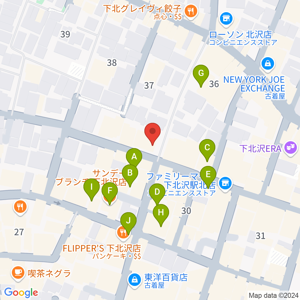 Rinky Dink Studio下北沢2nd周辺のカフェ一覧地図