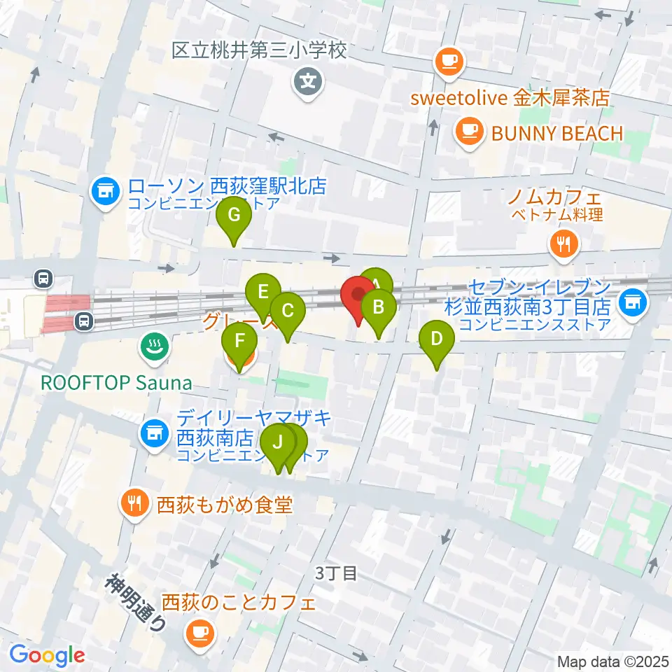 Rinky Dink Studio 西荻周辺のカフェ一覧地図