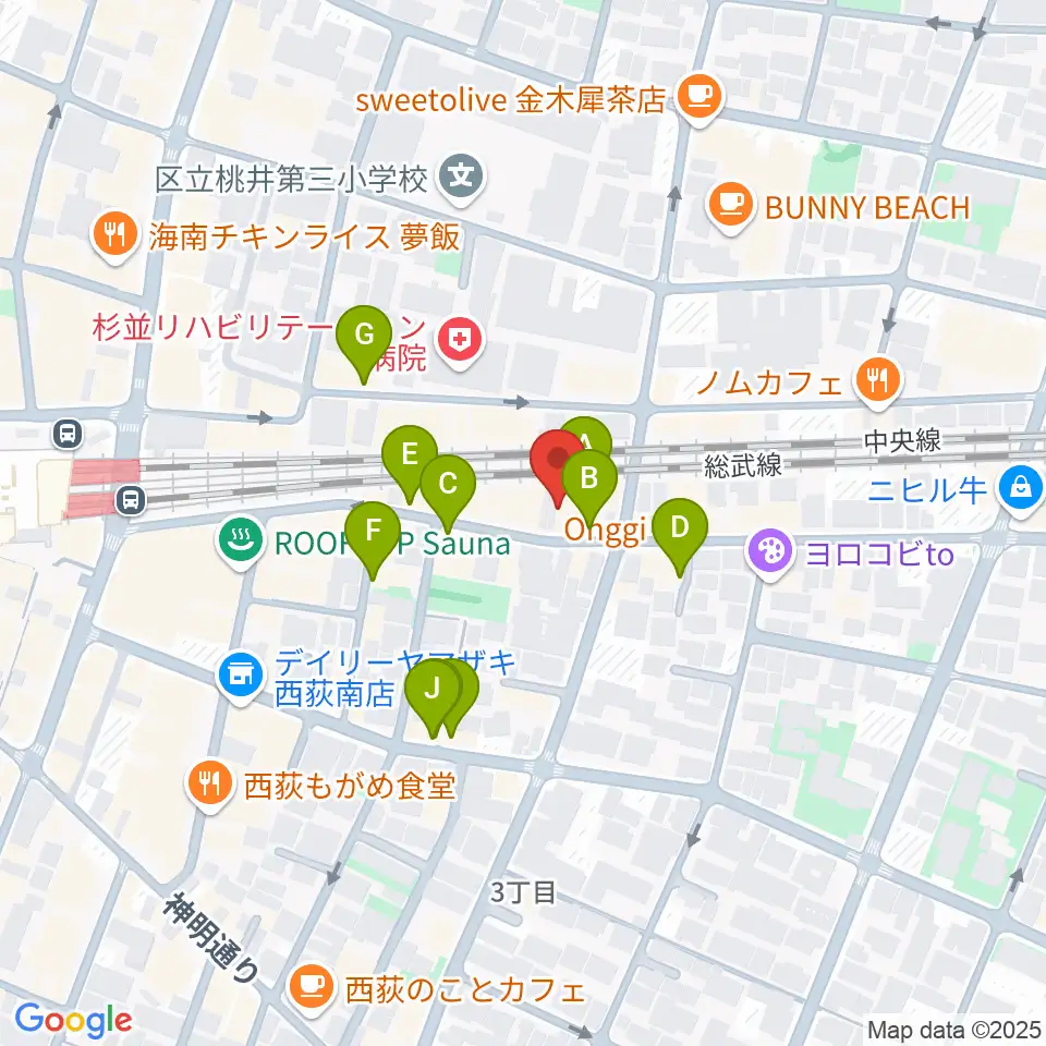 Rinky Dink Studio 西荻周辺のカフェ一覧地図