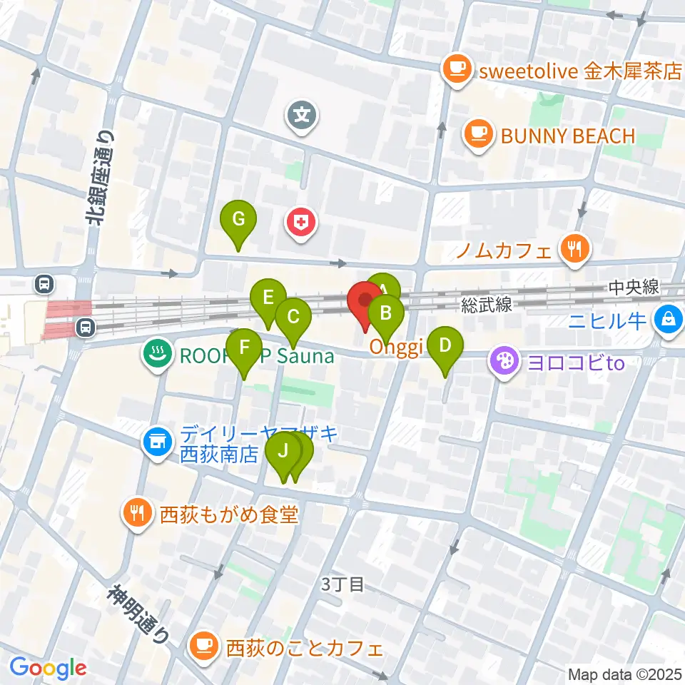 Rinky Dink Studio 西荻周辺のカフェ一覧地図