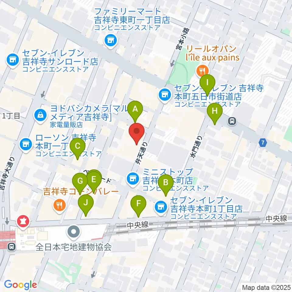 Rinky Dink Studio 吉祥寺WARP周辺のカフェ一覧地図
