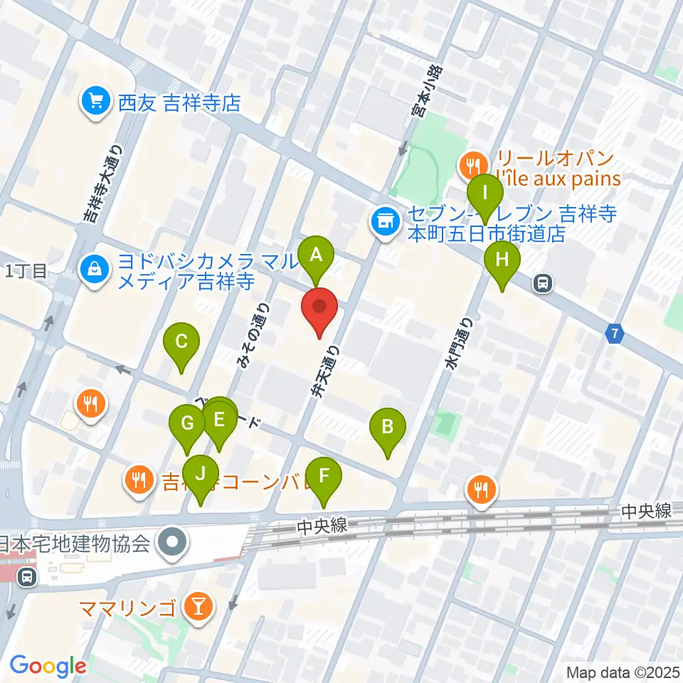 Rinky Dink Studio 吉祥寺WARP周辺のカフェ一覧地図
