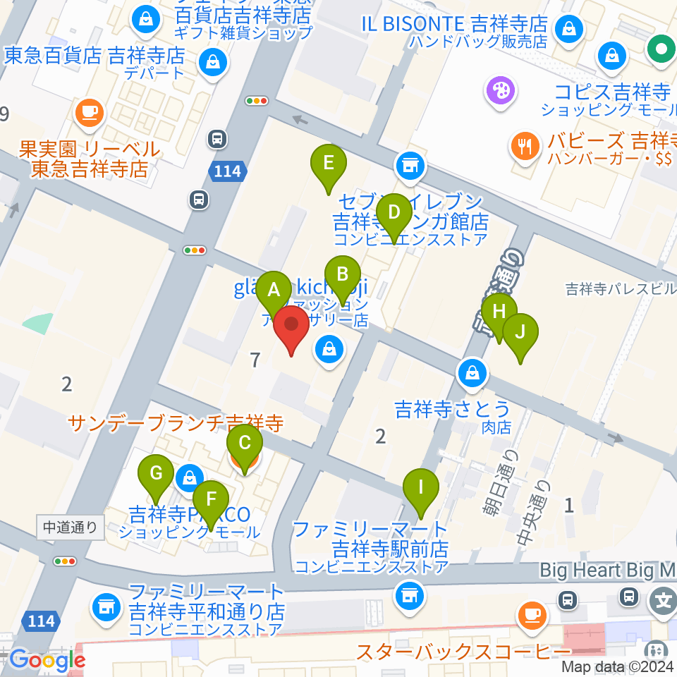 吉祥寺Studio ORES周辺のカフェ一覧地図