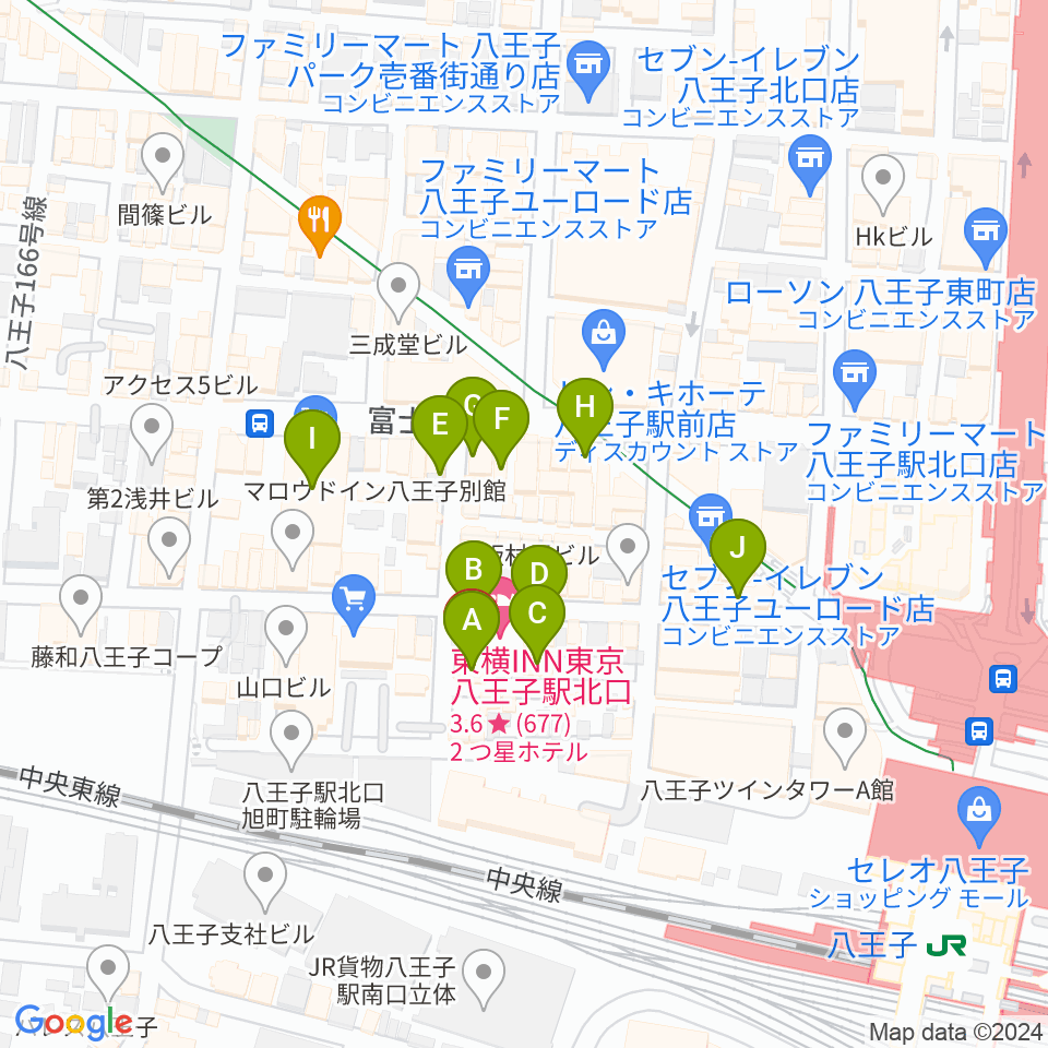 Rinky Dink Studio 八王子2nd周辺のカフェ一覧地図