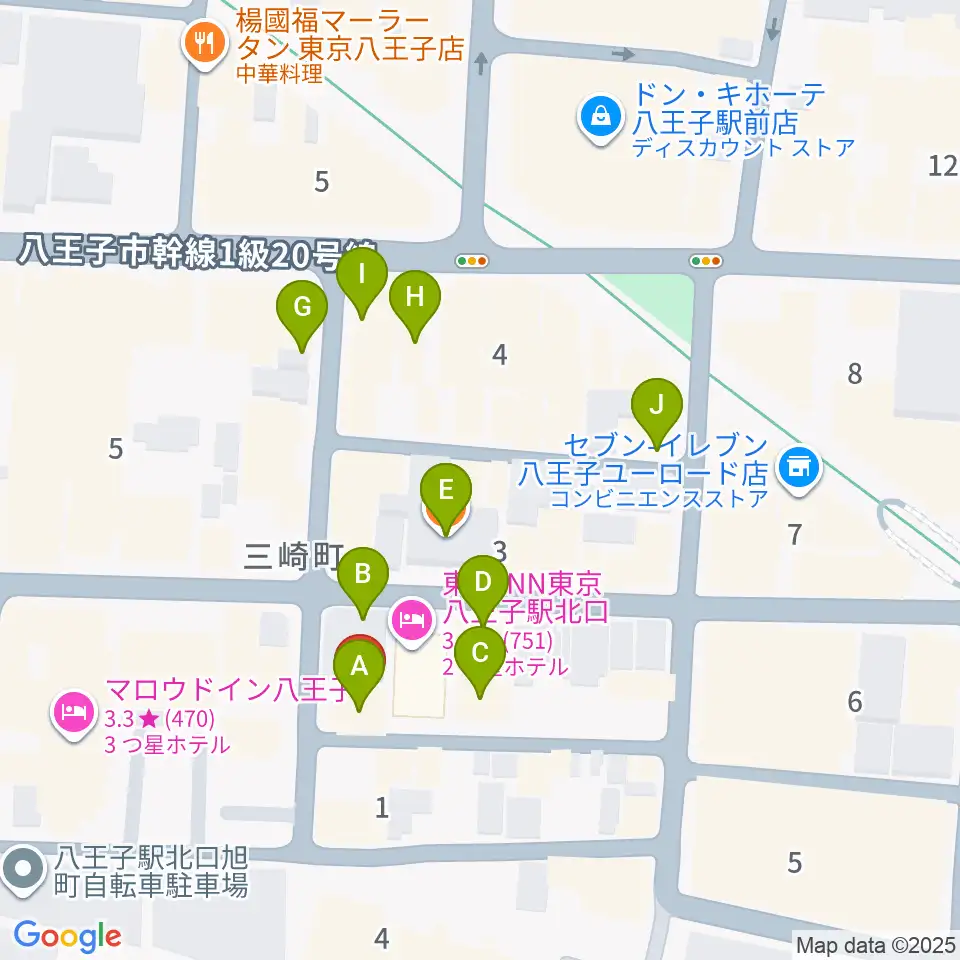 Rinky Dink Studio 八王子2nd周辺のカフェ一覧地図