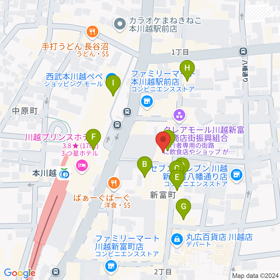 リンキィディンク川越i.M.O周辺のカフェ一覧地図