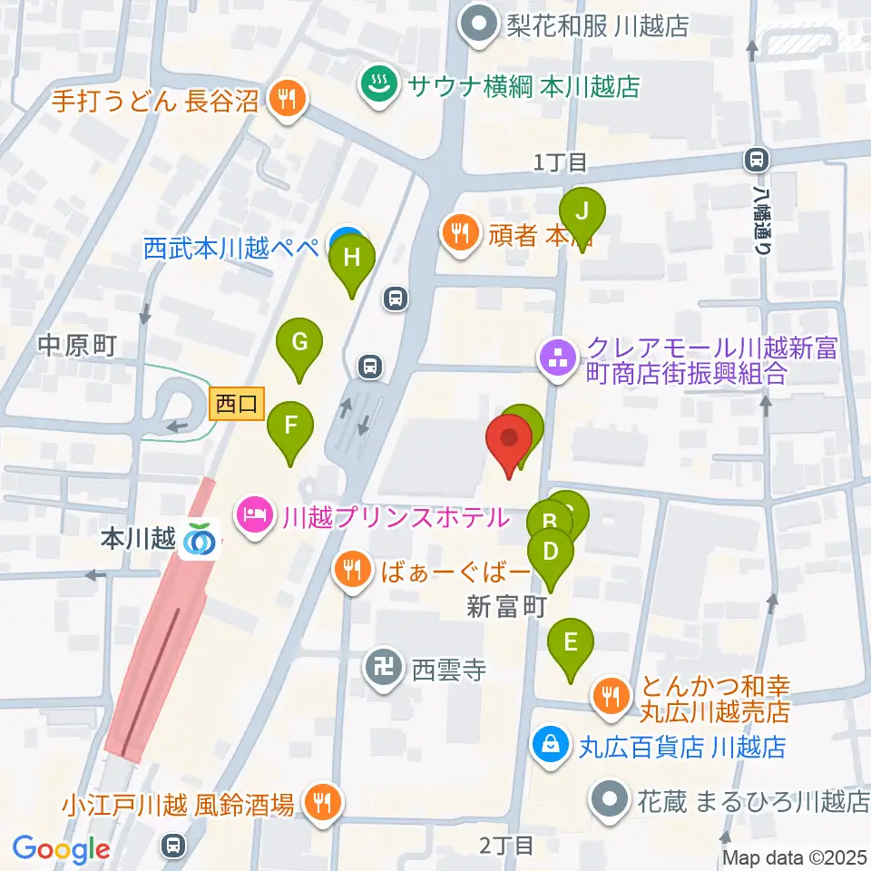 リンキィディンク川越 i.m.o周辺のカフェ一覧地図