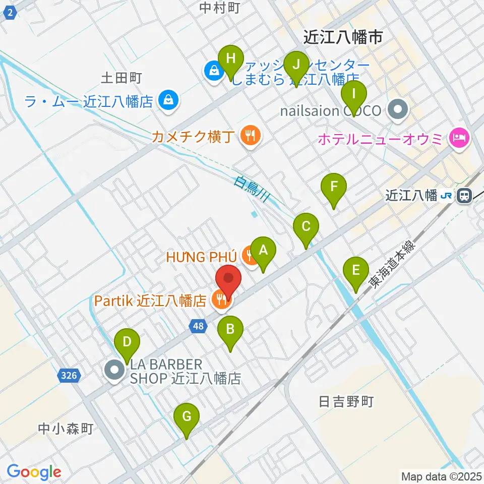 塚本楽器 近江八幡店周辺のカフェ一覧地図