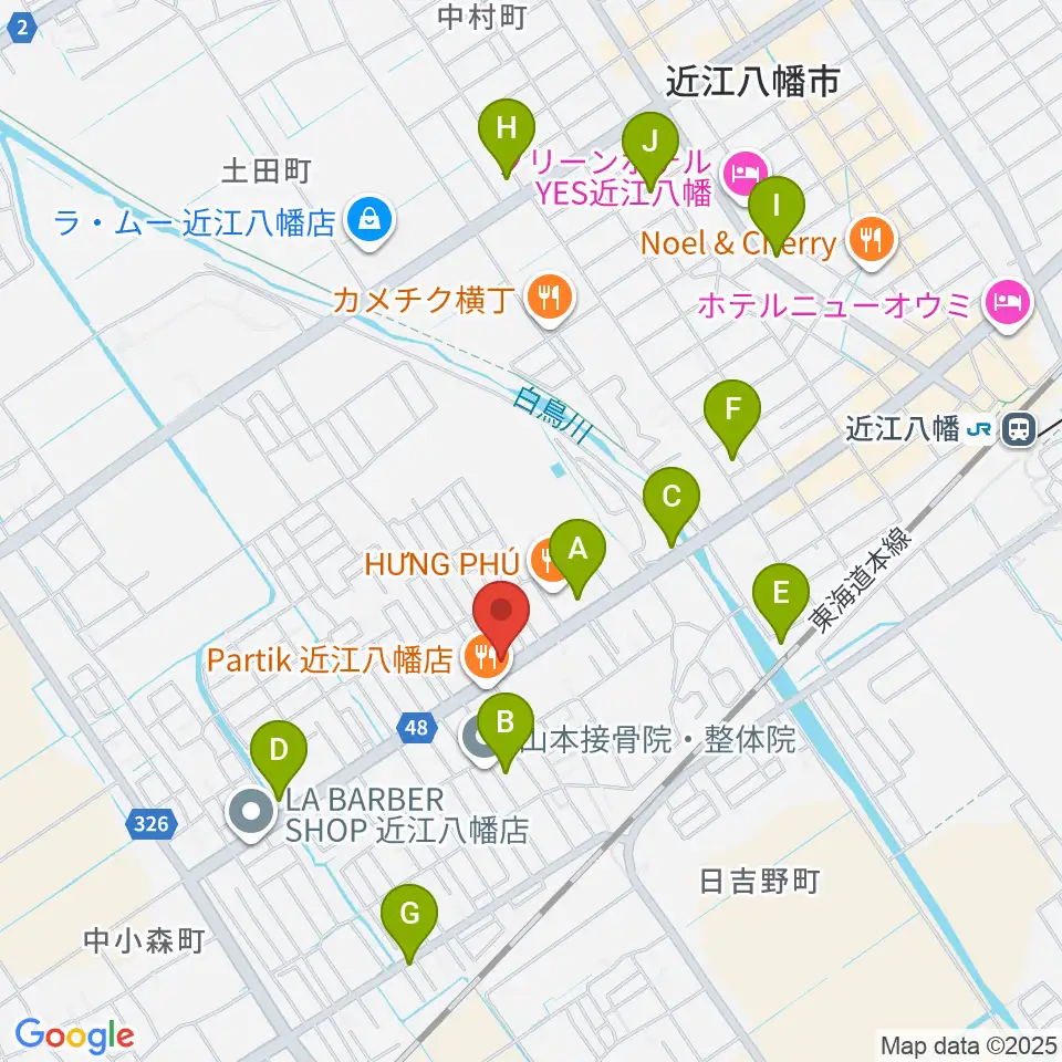 塚本楽器 近江八幡店周辺のカフェ一覧地図
