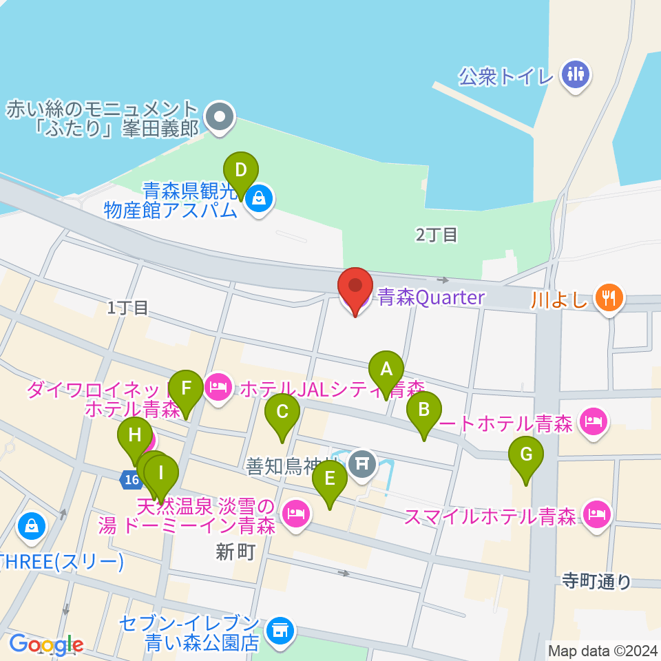 青森クォーター周辺のカフェ一覧地図