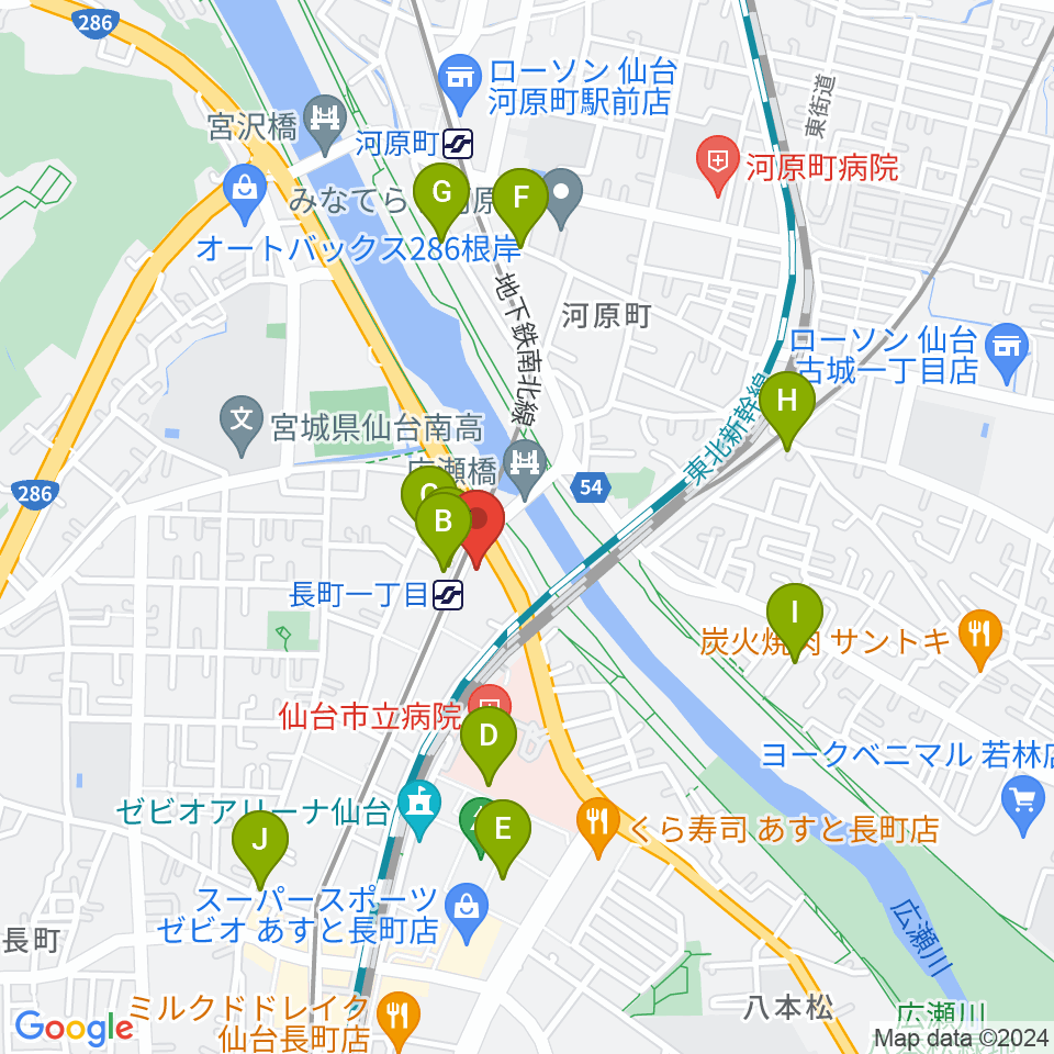 長町リプル周辺のカフェ一覧地図