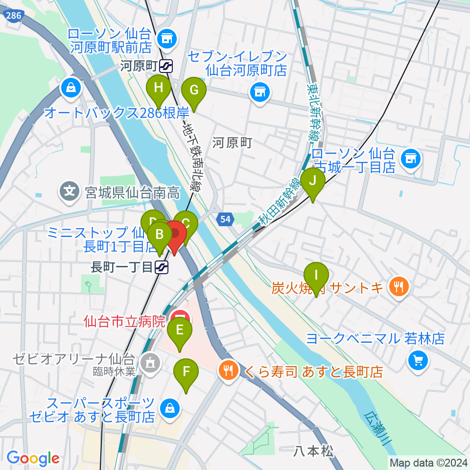 長町リプル周辺のカフェ一覧地図