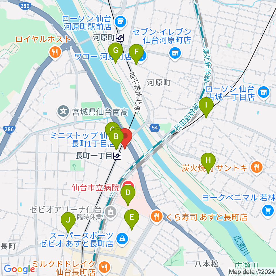 長町リプル周辺のカフェ一覧地図