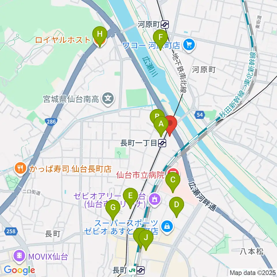 長町リプル周辺のカフェ一覧地図