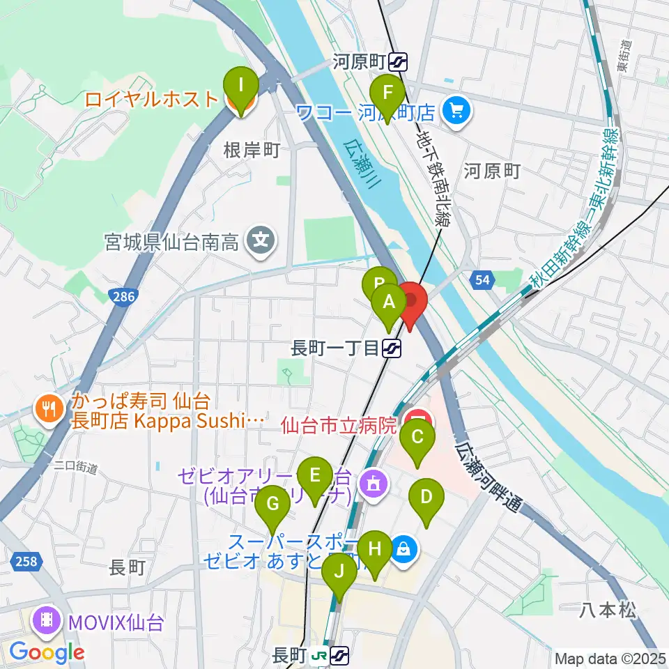 長町リプル周辺のカフェ一覧地図