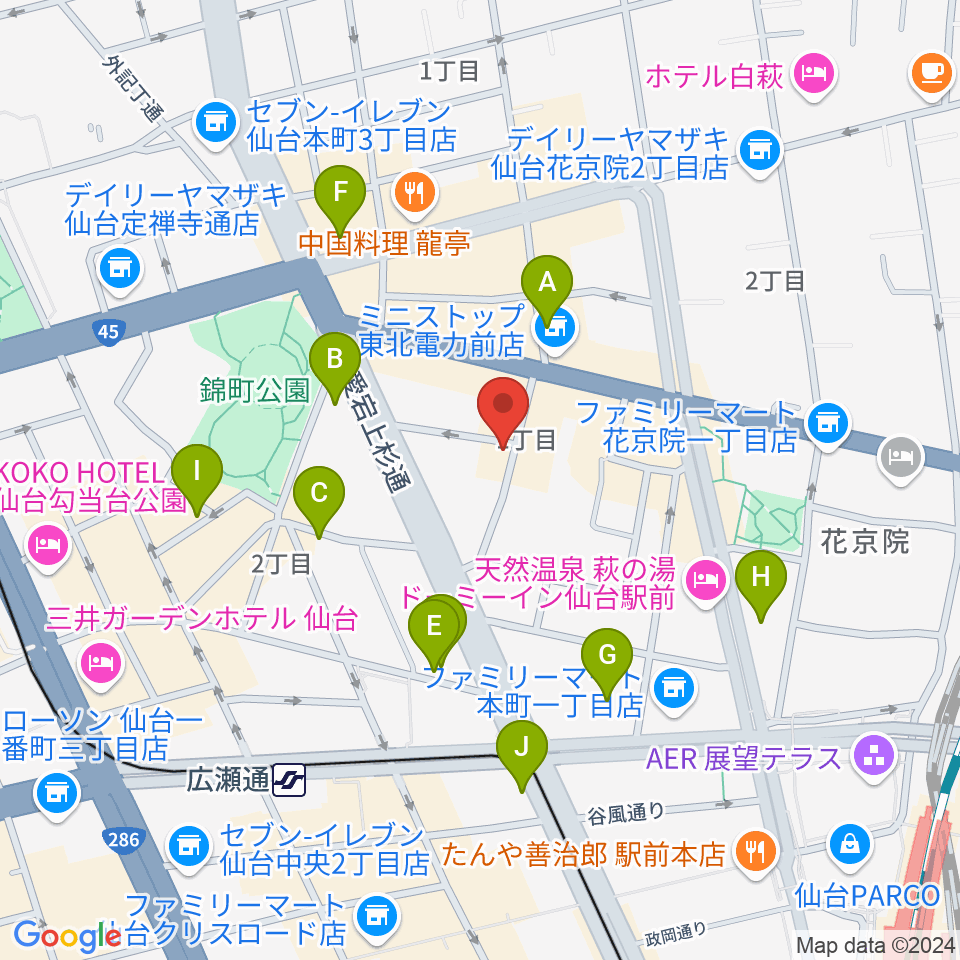 仙台ネオブラザーズ周辺のカフェ一覧地図