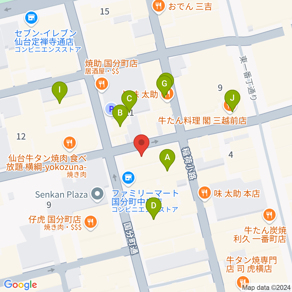 仙台ケントス周辺のカフェ一覧地図