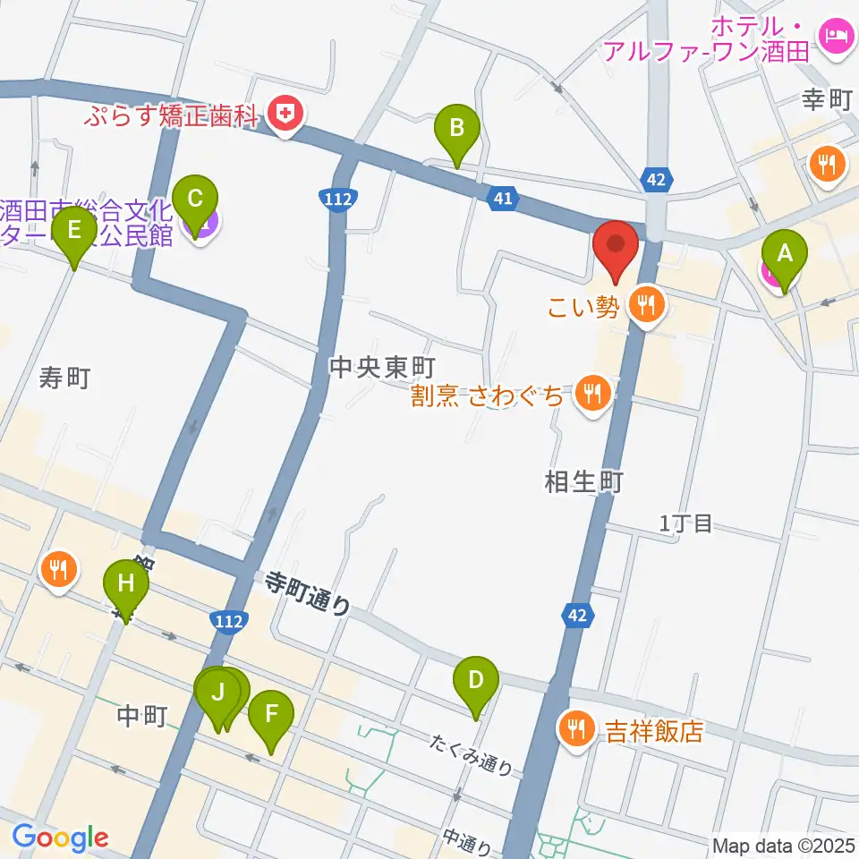 酒田MUSIC FACTORY周辺のカフェ一覧地図